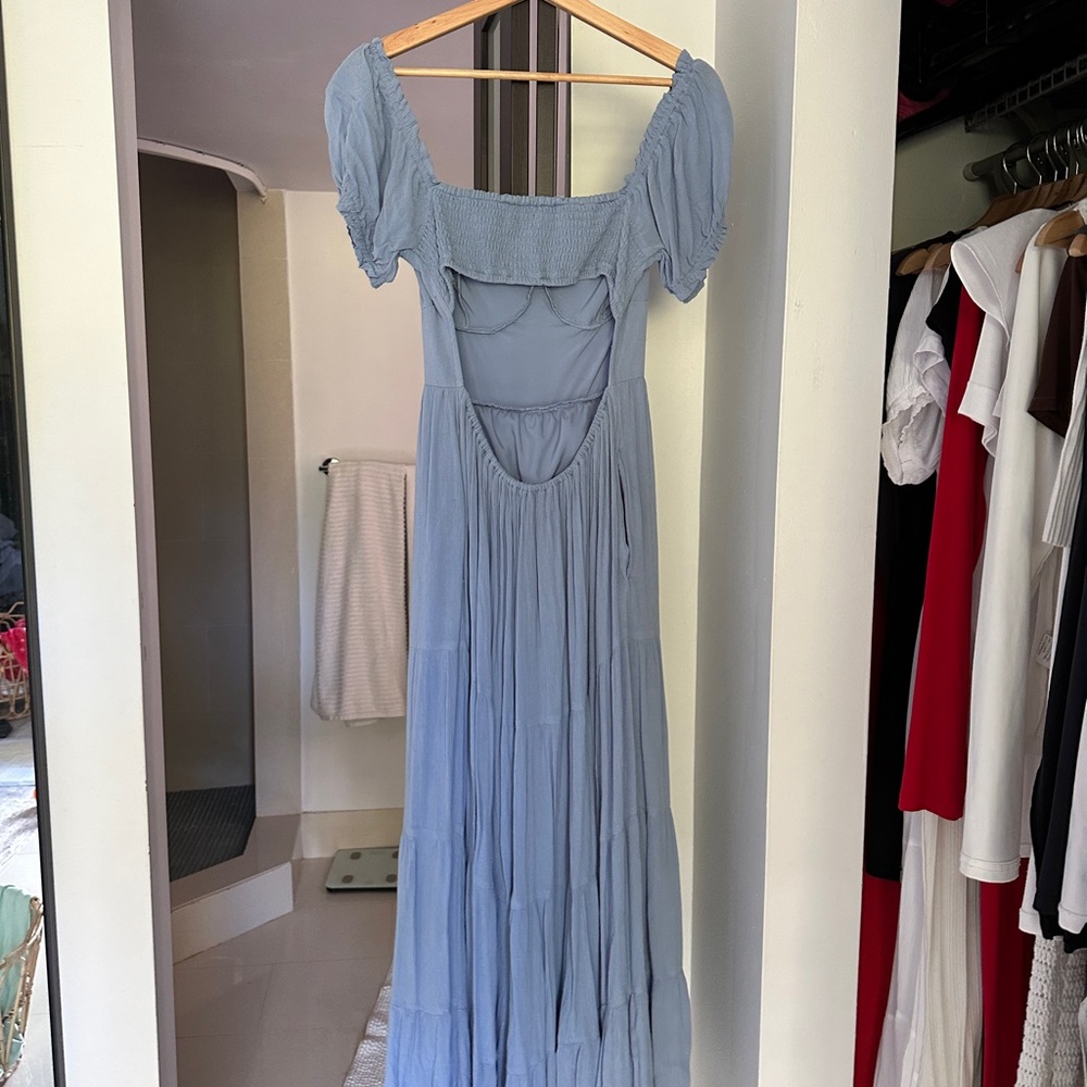 Long Hollister dress, open back, pockets, worn once